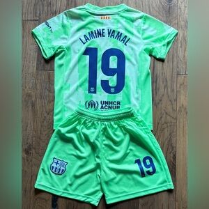 KIDS Lamine Yamal 19 Green Barcelona Soccer Kit New with tags Toddler & Youth